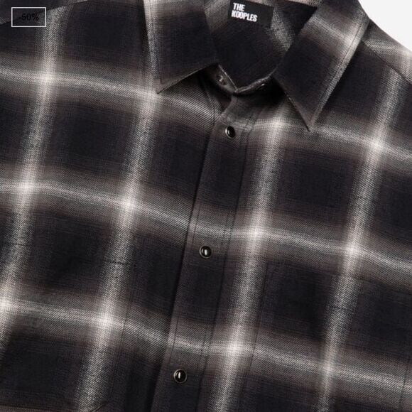 $315 Men’s The Kooples Black plaid Shirt NWT XL - Picture 6 of 8